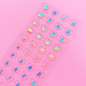 [만타박스] 투명금테 Heart Alphabet Clear 칼선 스티커